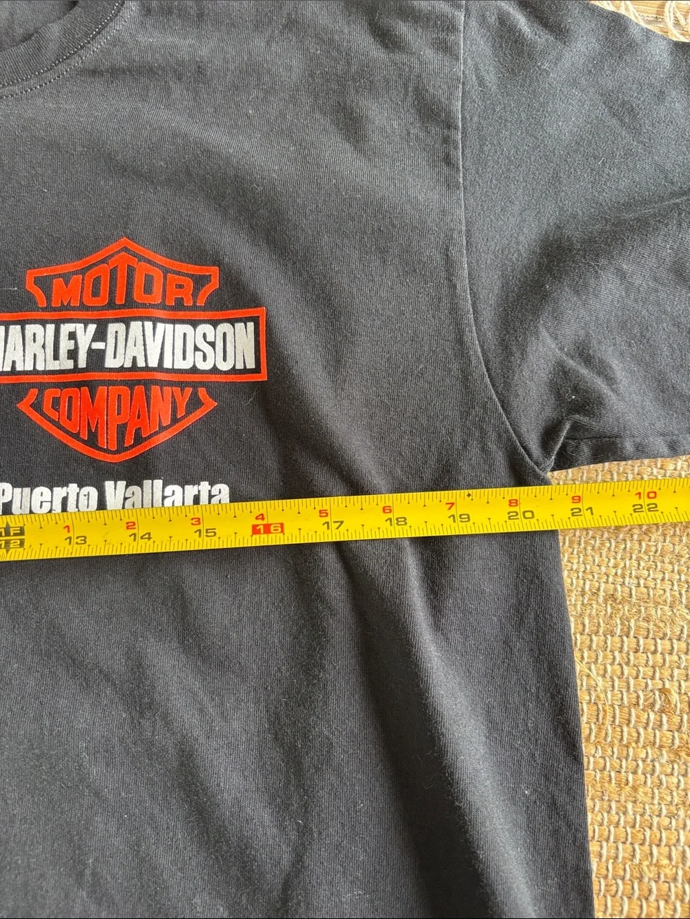 Harley-Davidson Black Short Sleeve Tee with Orange Logo - Puerto Vallarta